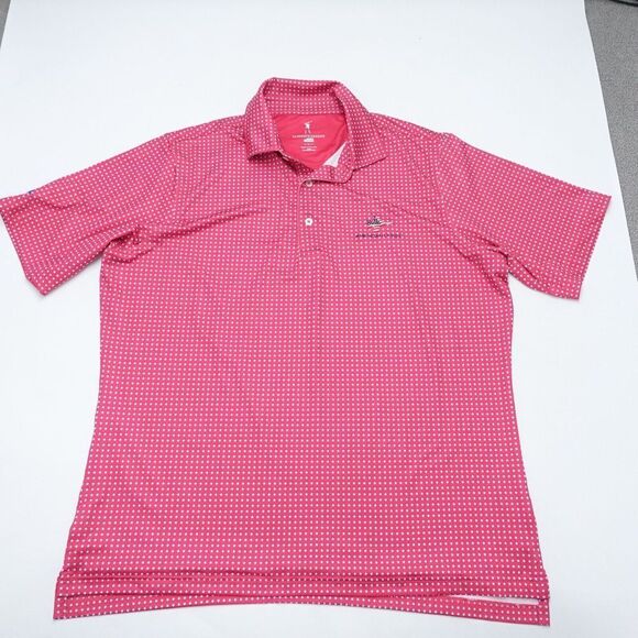 Fairway & Greene Polo Shirt Mens Large Red Star Print Golf Short Sleeve Pullover - Picture 1 of 7